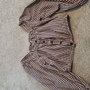 Long-sleeve button up crop top